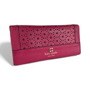 Kate Spade Dark Pink or Fuchsia Leather Wallet with Cutout Design
Room for Phone